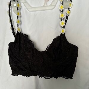 Out from Under, Black lace and mesh Bralette, size LG